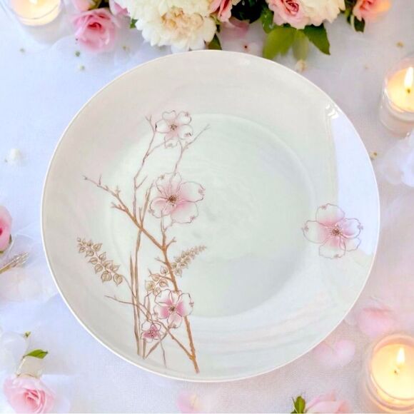 Vintage Rosenthal Continental Blush Gilded Dogwood Flower Chop Plate - Picture 1 of 14